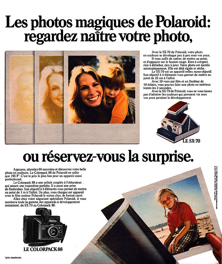 Publicité Polaroid 1975