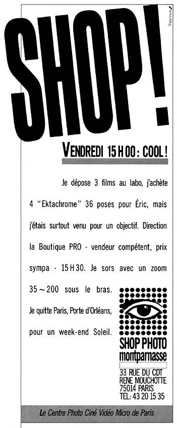 Publicité Shop Photo 1986