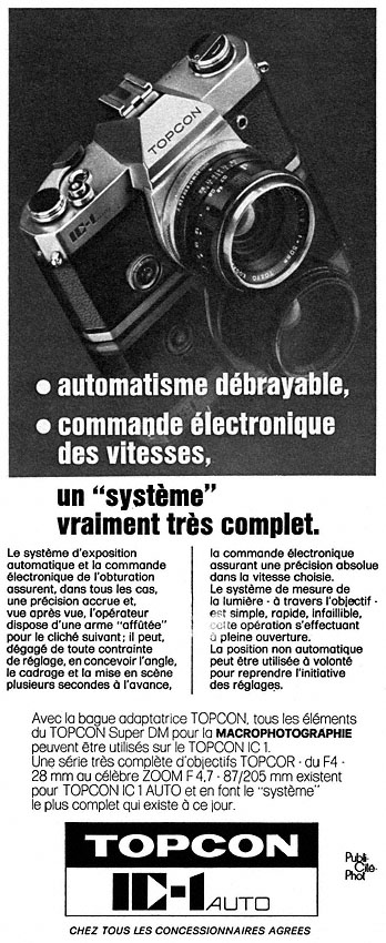 Publicité Topcon 1974