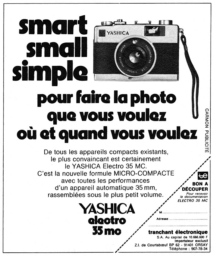 Publicité Yashica 1973