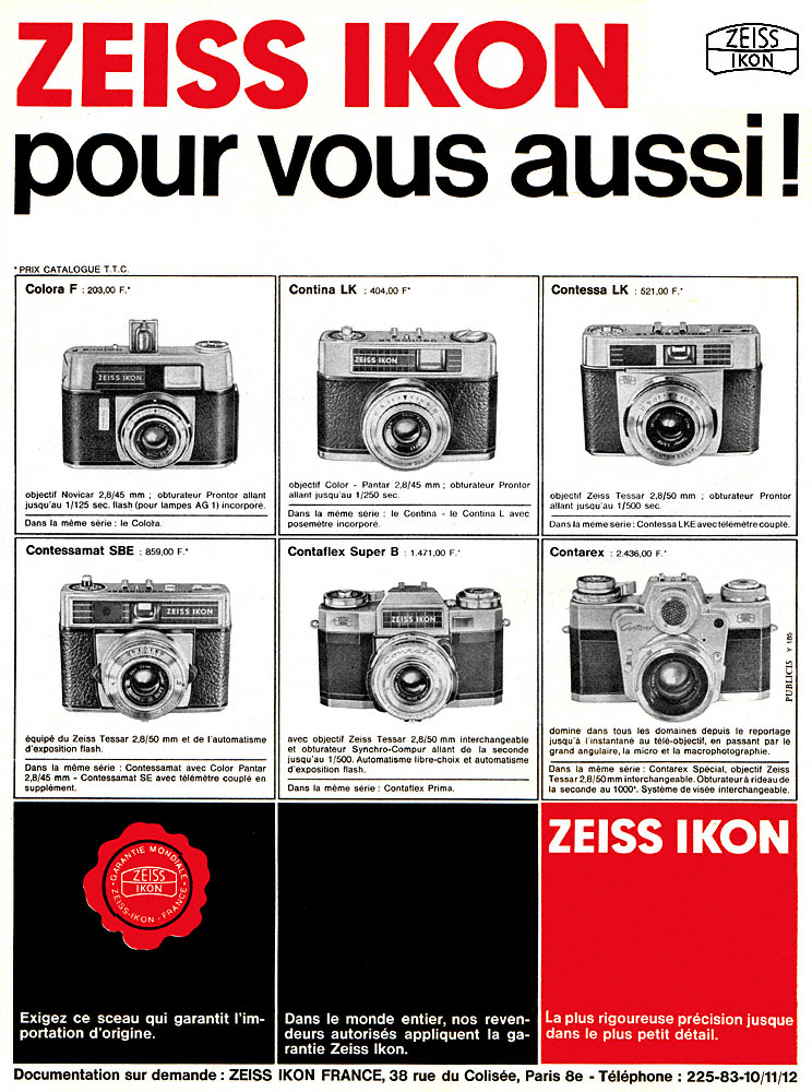 Publicit� Zeiss Ikon 1964