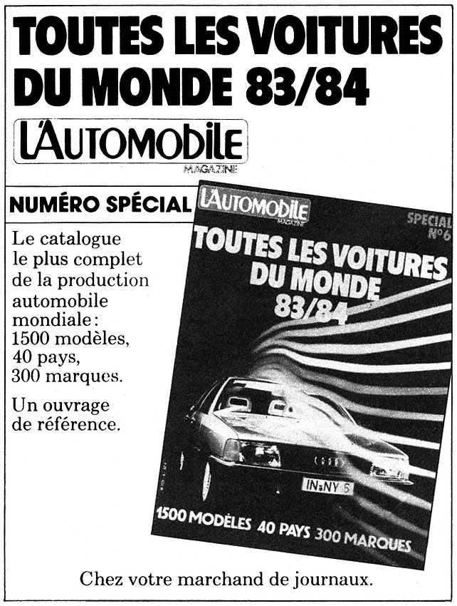 Publicité L'automobile 1983