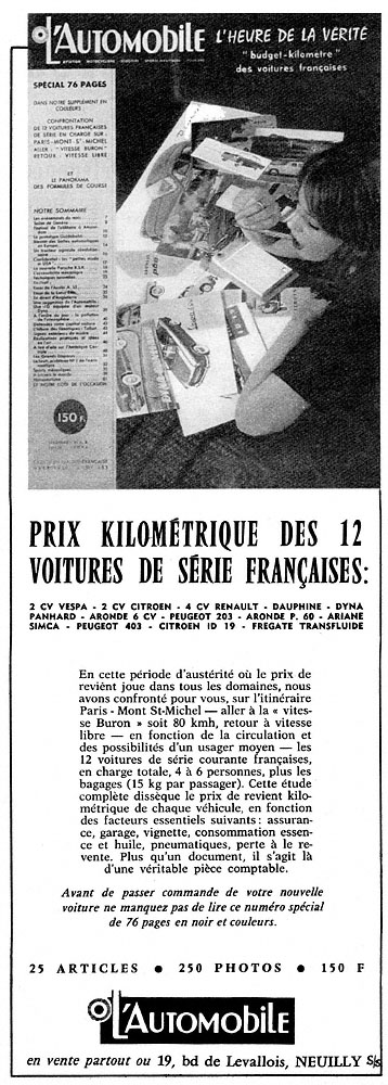 Publicité L'automobile 1959