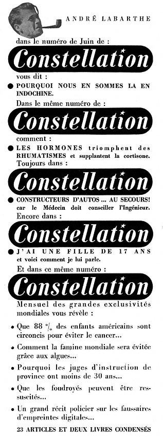 Publicité Constellation 1954