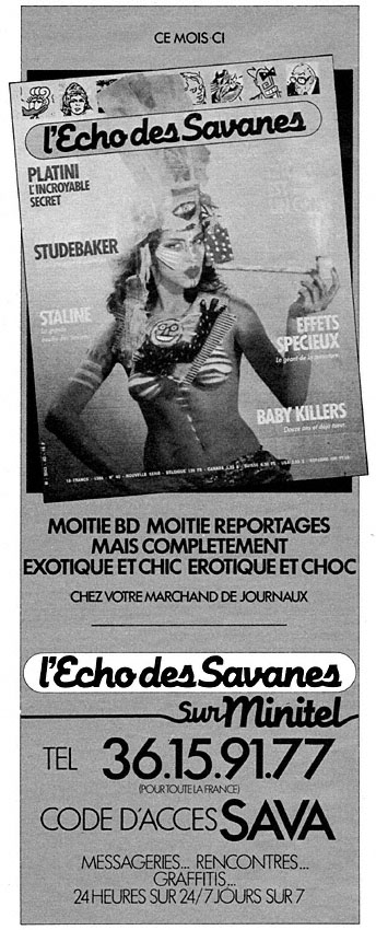 Publicité Echo des Savanes 1986