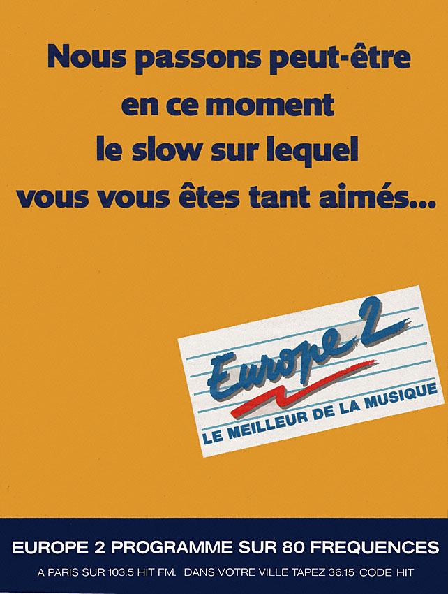 Publicité Europe 2 1988