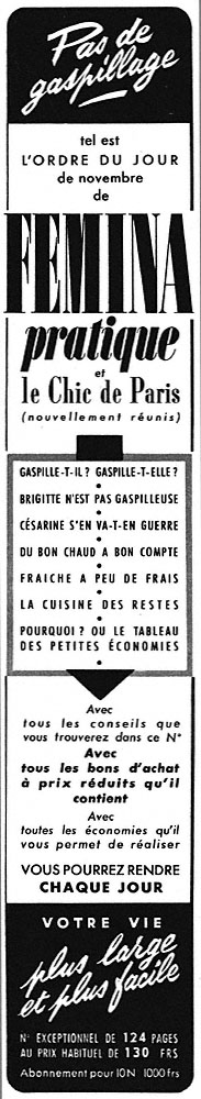 Publicité Femina 1952