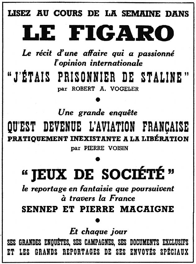 Publicité Le Figaro 1952
