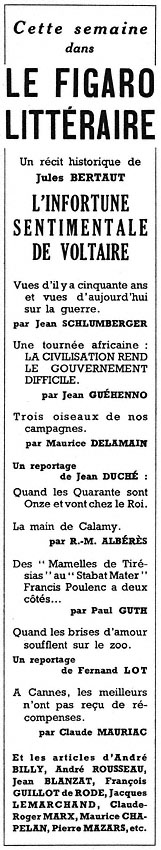 Publicité Le Figaro 1952