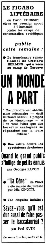 Publicité Le Figaro 1952