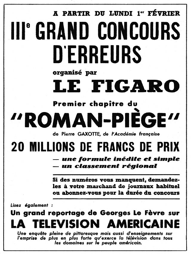 Publicité Le Figaro 1954
