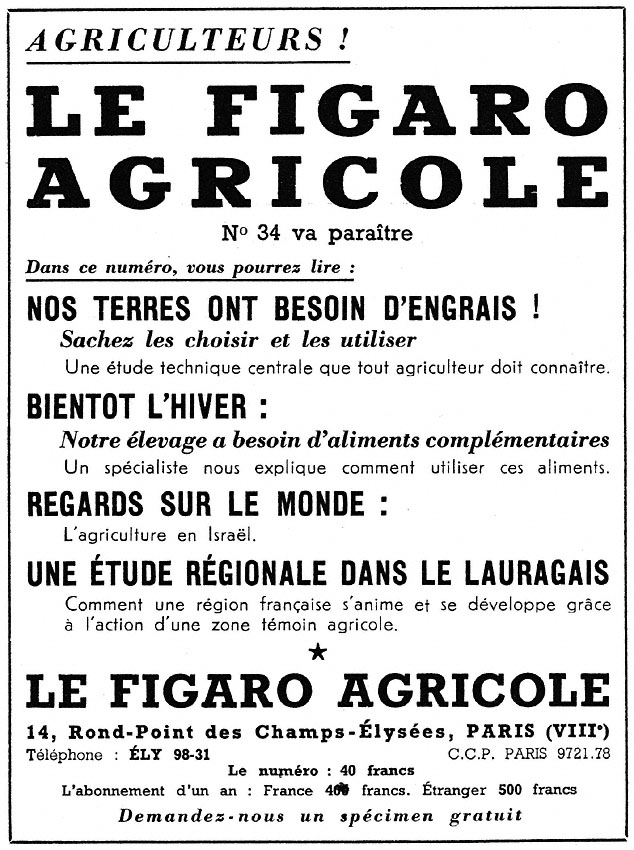 Publicité Le Figaro 1954