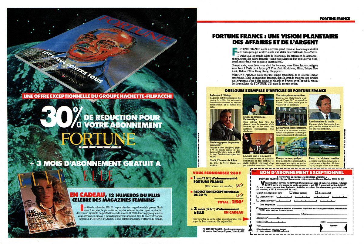 Publicité Fortune 1989