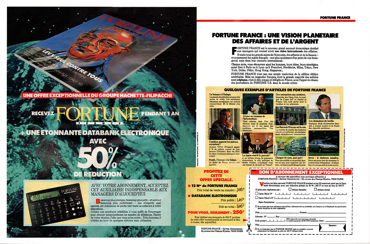 Publicité Fortune 1989