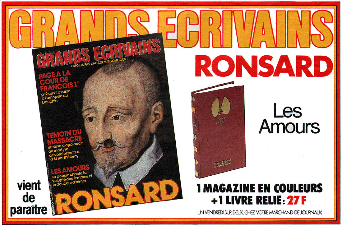 Publicité Grands crivains 1986