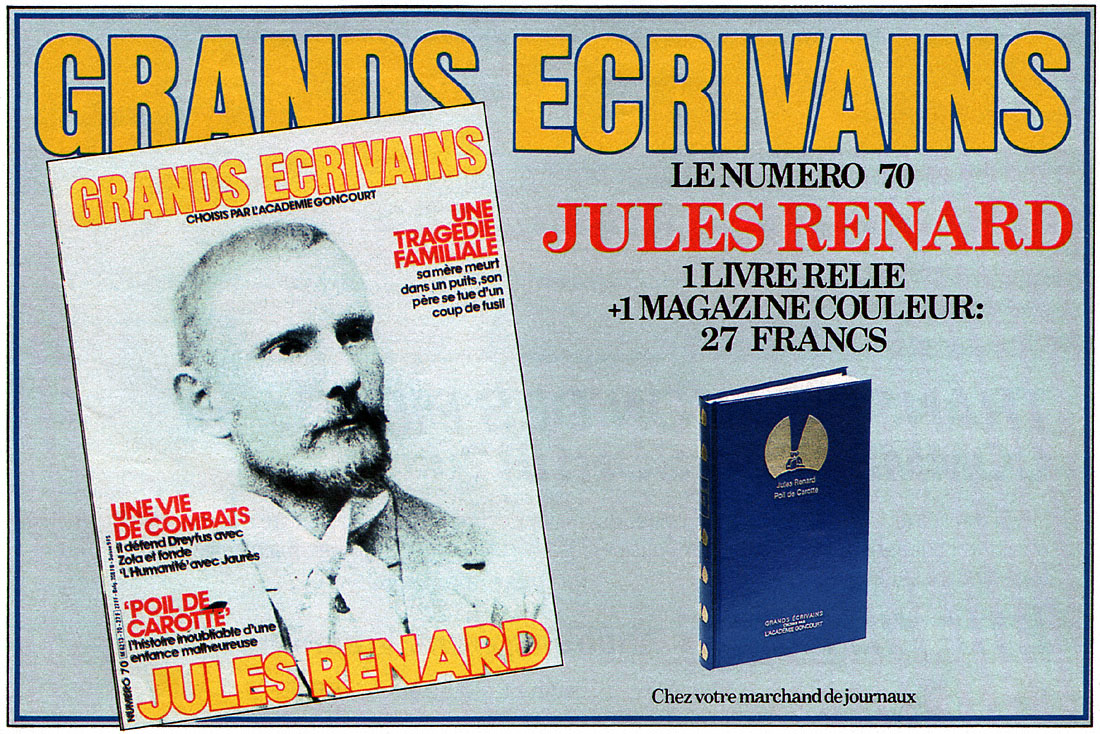 Publicité Grands crivains 1988