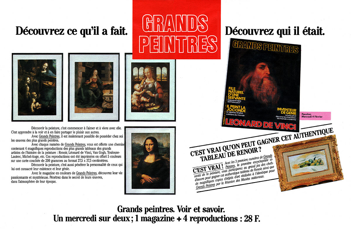 Publicité Grands Peintres 1987