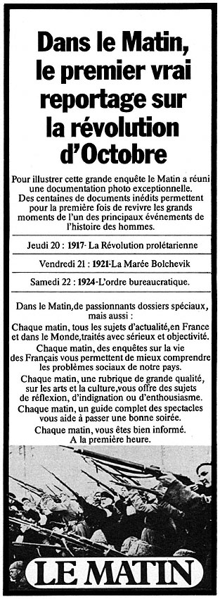 Publicité Le Matin 1977