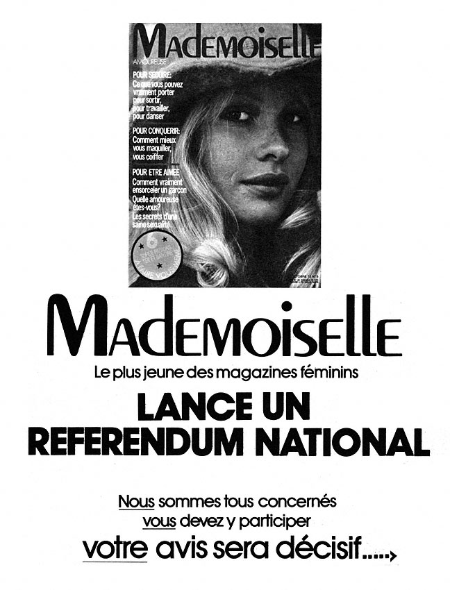 Publicité Mademoiselle 1972