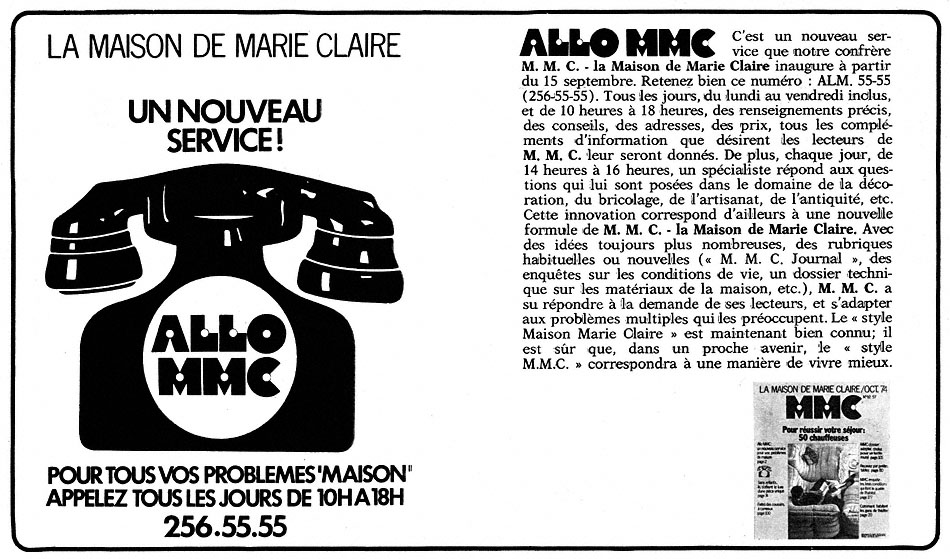 Publicité Marie Claire 1974