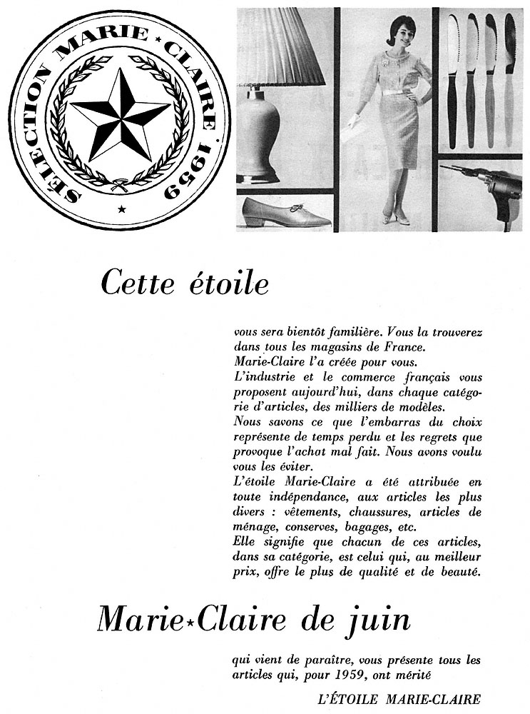 Publicité Marie Claire 1959