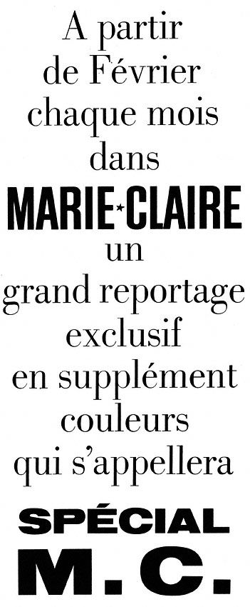 Publicité Marie Claire 1964