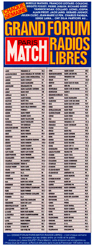 Publicité Match 1987