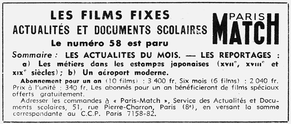 Publicité Match 1958