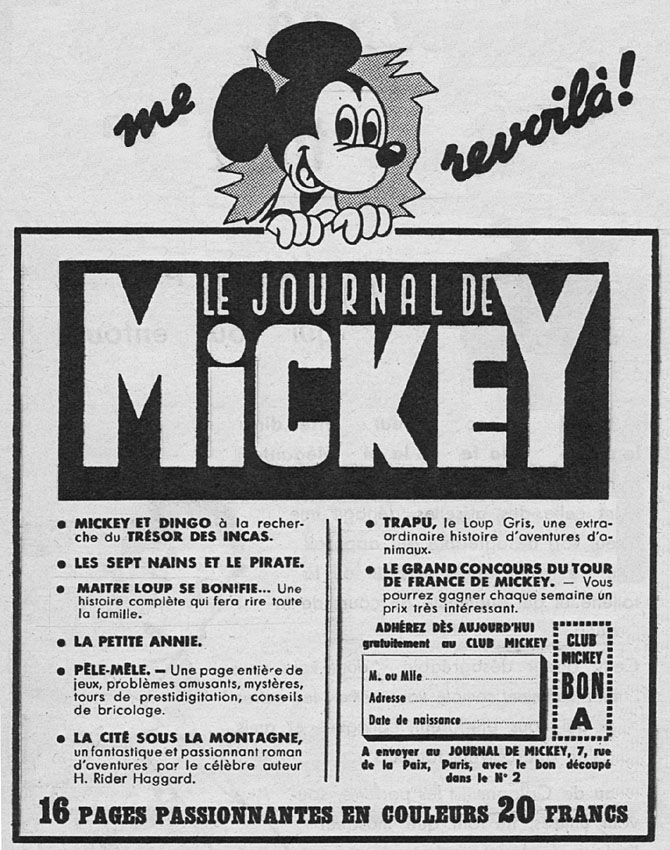 Publicité Mickey 1952