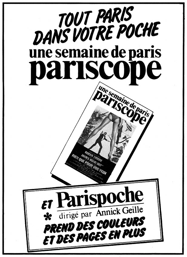 Publicité Pariscope 1981