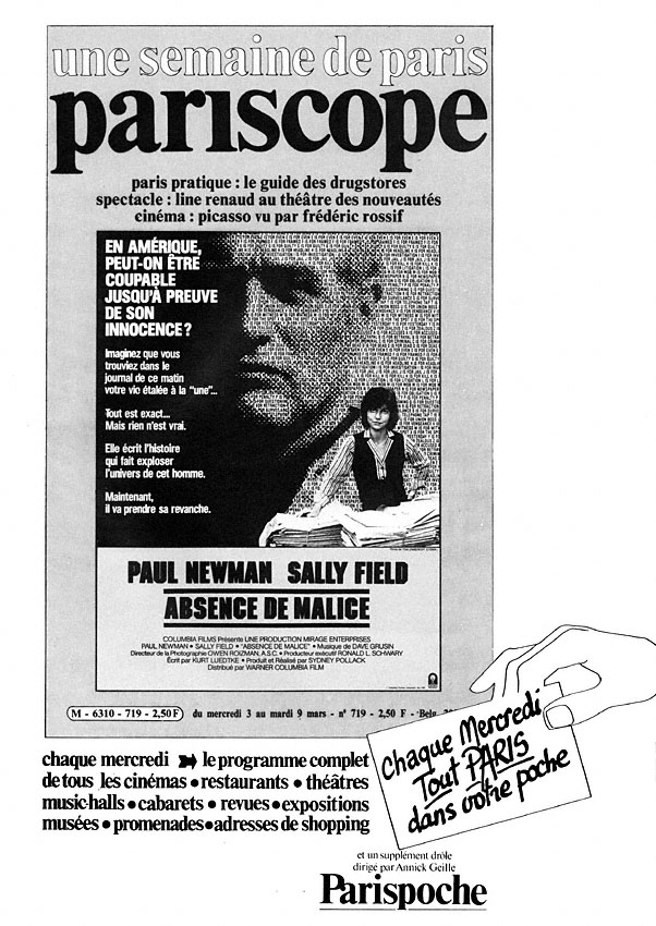 Publicité Pariscope 1982