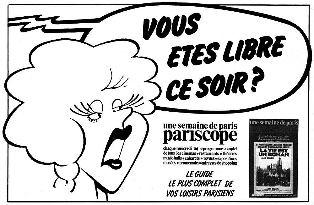 Publicité Pariscope 1983