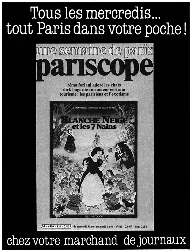 Publicité Pariscope 1983