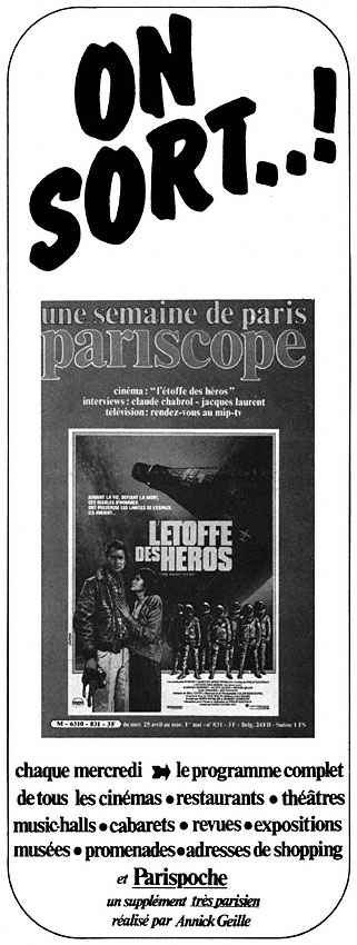 Publicité Pariscope 1984