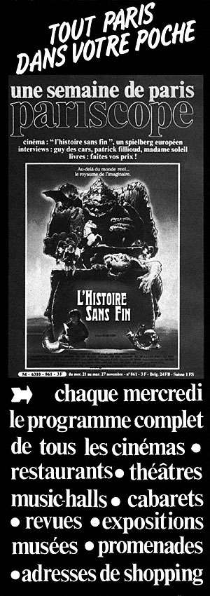 Publicité Pariscope 1984
