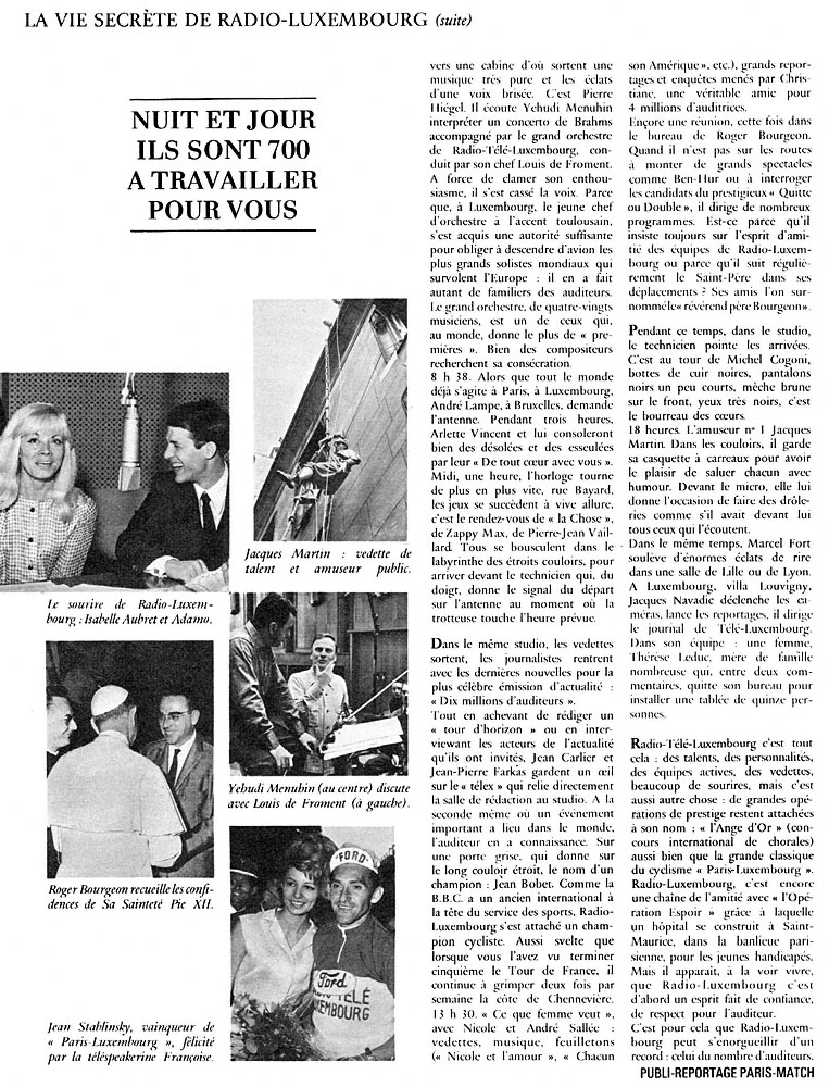 Publicit� Radio Luxembourg 1965