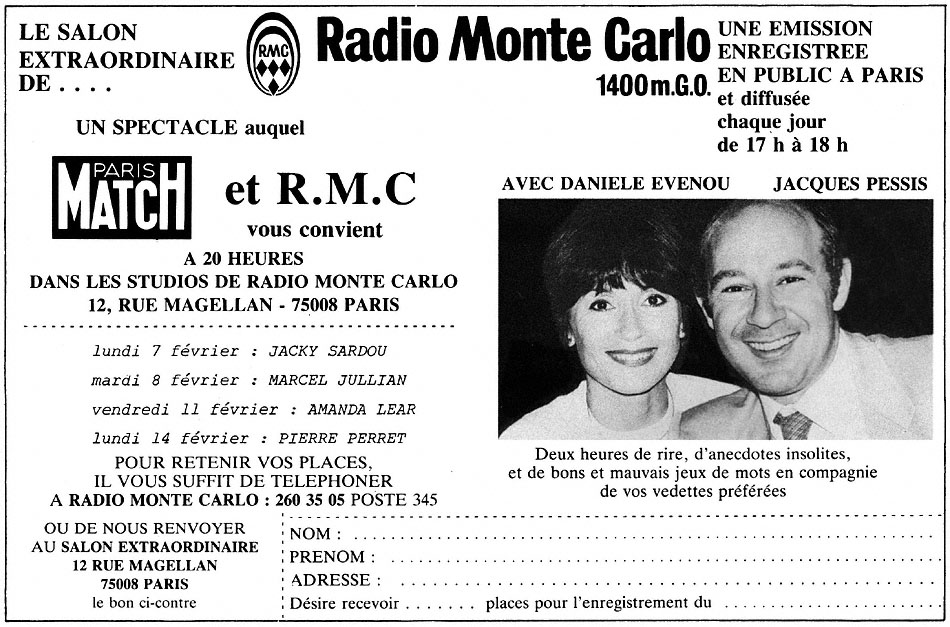 Publicité Radio Monte Carlo 1983