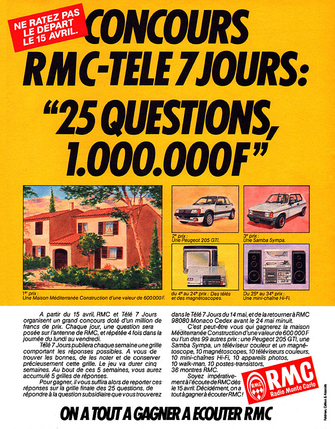 Publicité Radio Monte Carlo 1985