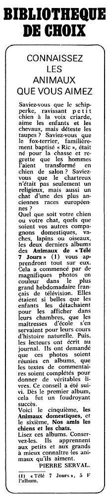 Publicit� Tele7jours 1970