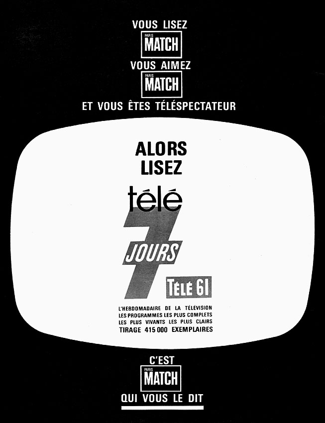 Publicité Tele7jours 1961