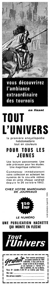 Publicité Tout l'Univers 1962