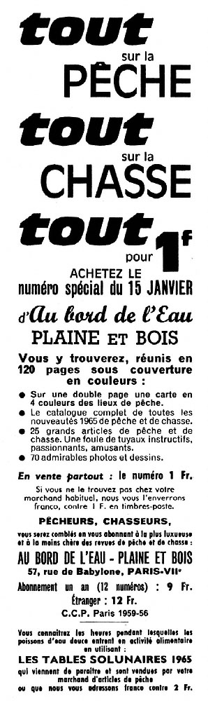 Publicit� Divers 1965