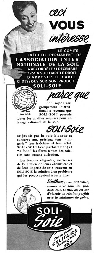Publicité Solitaire 1952