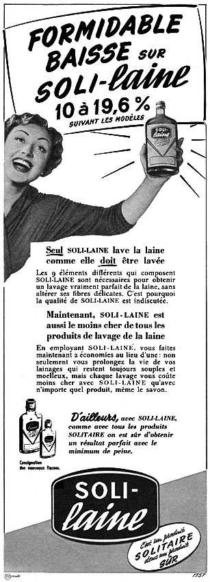 Publicité Solitaire 1952