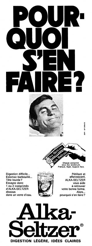 Publicité Alka-Seltzer 1970