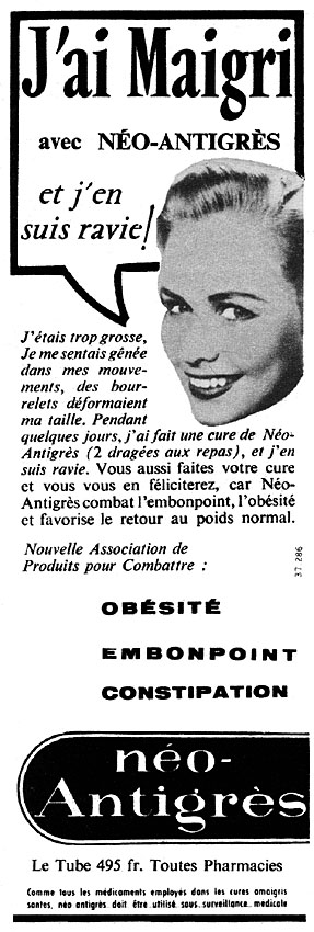 Publicité Antigres 1957