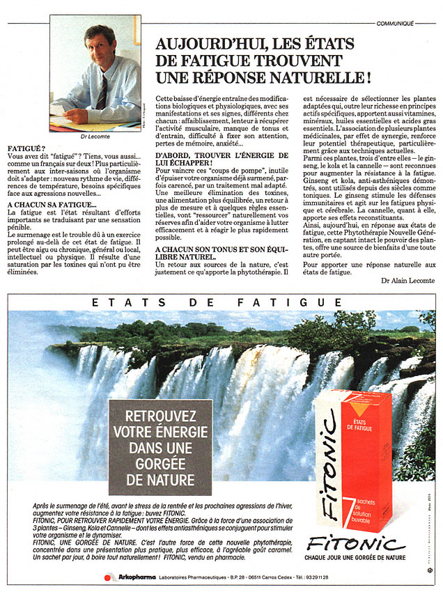 Publicité Arkopharma 1992