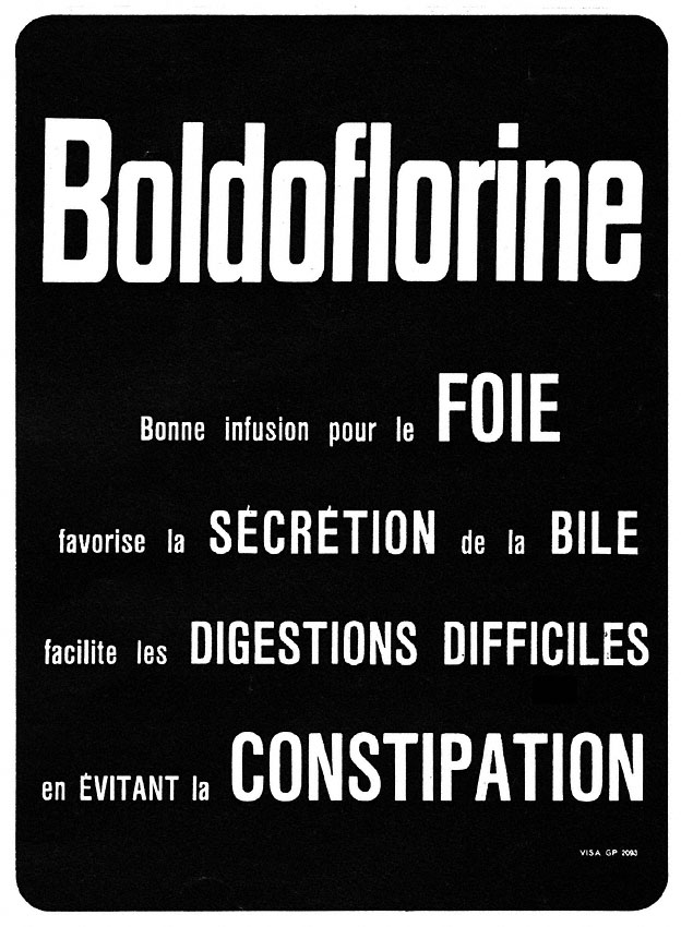Publicité Boldoflorine 1970
