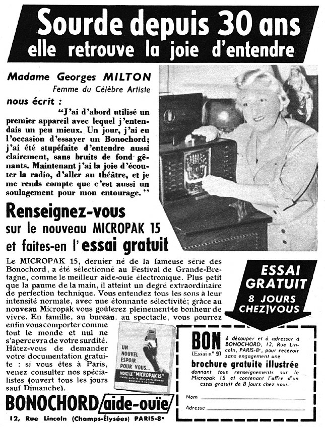 Publicité Bonochord 1954
