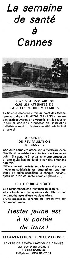 Publicité Cures 1978